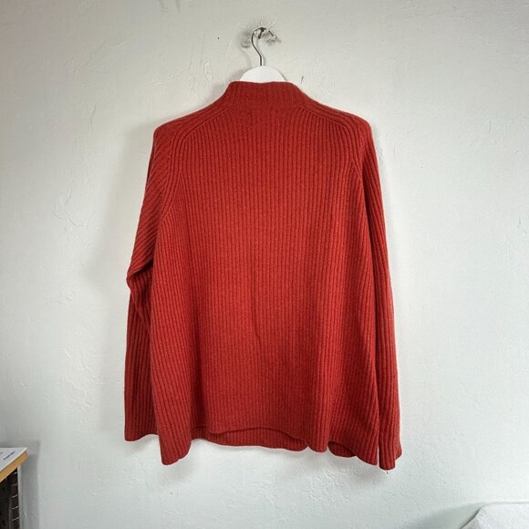 Island Soft Mens Red Cashmere Sweater Medium Ribbed Knit Quarter-Zip Pullover - Picture 2 of 7